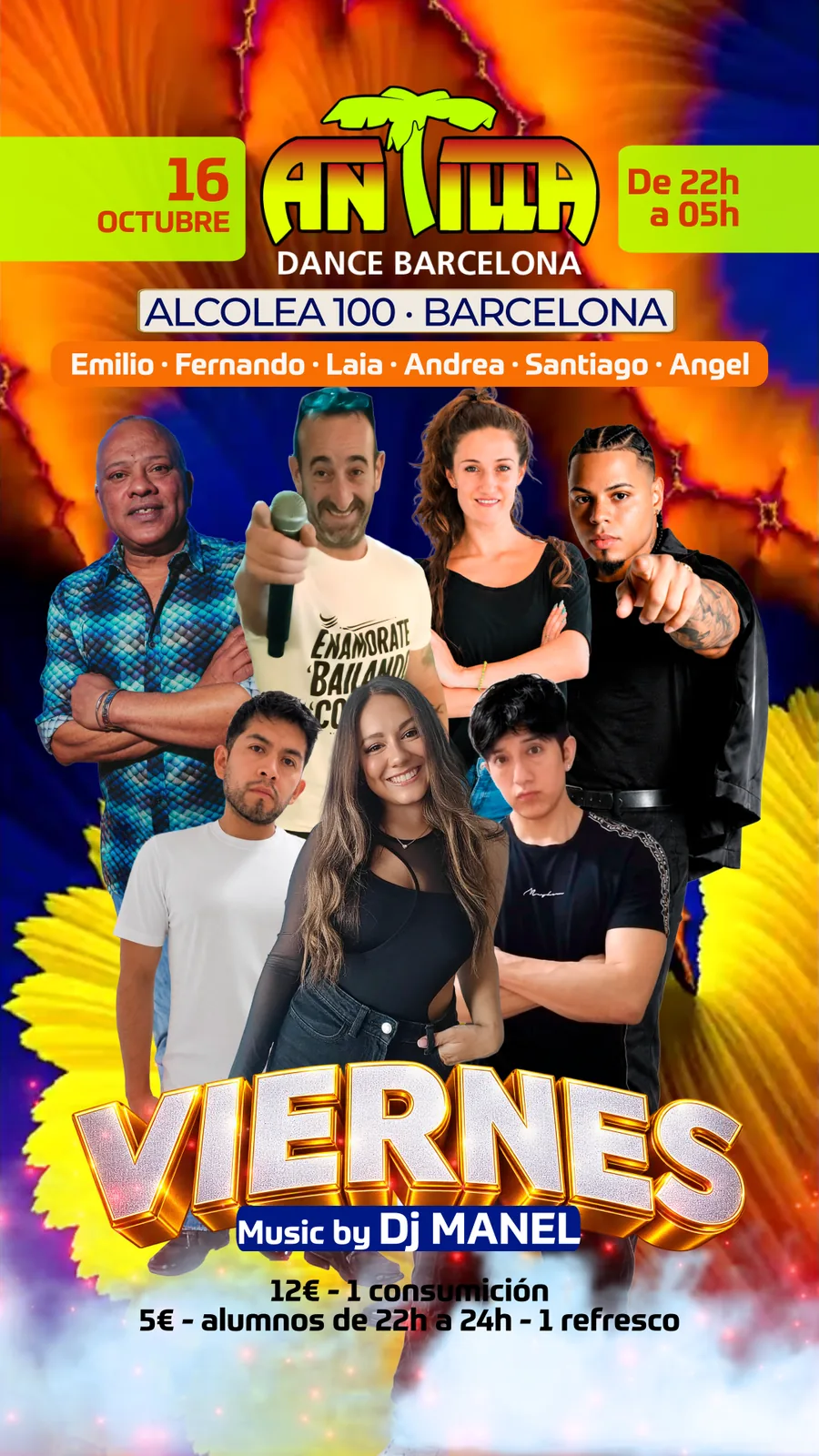 Cartel del evento Viernes Antilla con DJ Manel - Viernes 16 Octubre